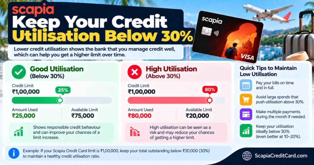 Credit utilisation example for Scapia Credit Card limit increase