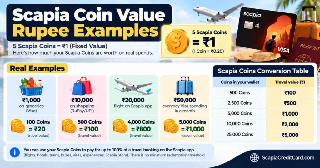 Scapia Coin value explained with rupee examples