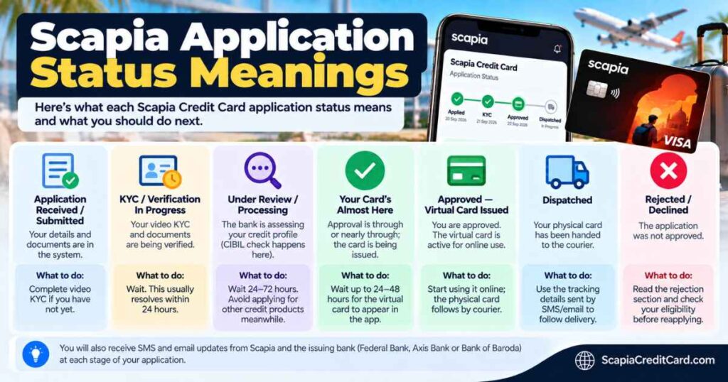 Scapia Credit Card application status meanings explained