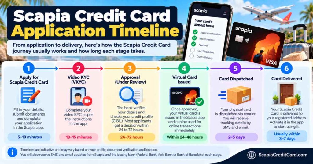 Scapia Credit Card application timeline from apply to delivery