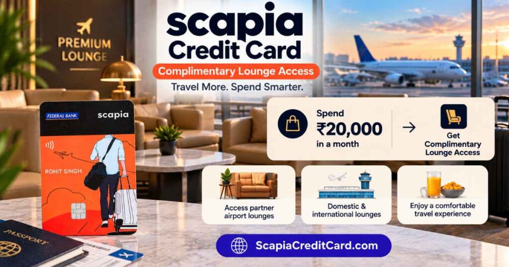 Scapia Credit Card lounge access after ₹20,000 monthly spending