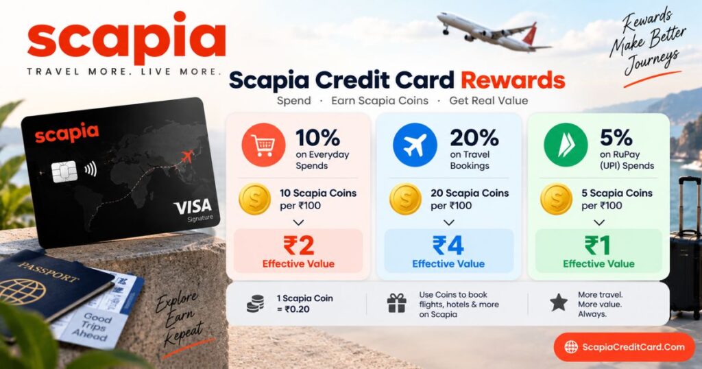 Scapia Credit Card reward rates and Scapia Coin value explained