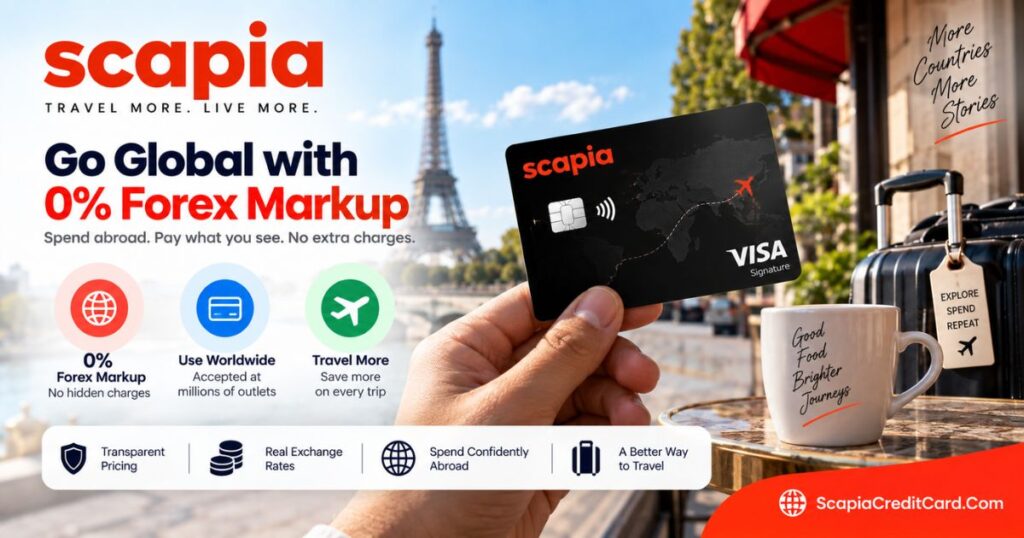 Scapia Credit Card zero forex markup for international spending
